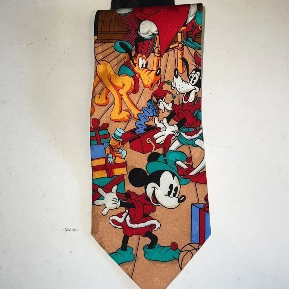 Disney Store Micky Mouse in Santa’s Workshop Silk Neck Tie
